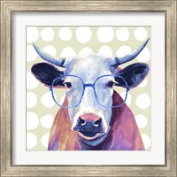 Framed 'Bespectacled Bovine II' border=