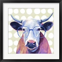 Framed 'Bespectacled Bovine II' border=