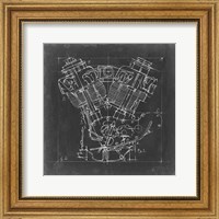 Framed 'Motorcycle Engine Blueprint I' border=