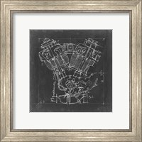 Framed 'Motorcycle Engine Blueprint I' border=