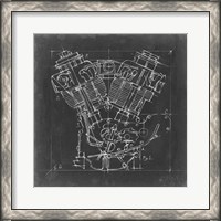 Framed 'Motorcycle Engine Blueprint I' border=