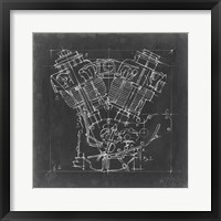 Motorcycle Engine Blueprint I Framed Print