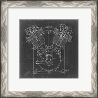 Framed 'Motorcycle Engine Blueprint II' border=