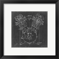 Framed 'Motorcycle Engine Blueprint II' border=