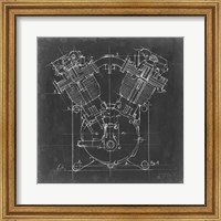 Framed 'Motorcycle Engine Blueprint II' border=