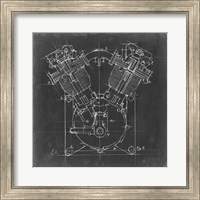 Framed 'Motorcycle Engine Blueprint II' border=