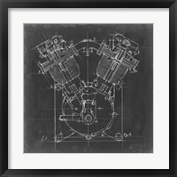 Framed 'Motorcycle Engine Blueprint II' border=