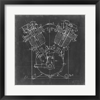 Framed 'Motorcycle Engine Blueprint II' border=