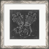 Framed 'Motorcycle Engine Blueprint III' border=