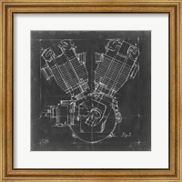 Framed 'Motorcycle Engine Blueprint III' border=