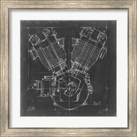 Framed 'Motorcycle Engine Blueprint III' border=