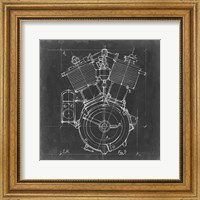 Framed 'Motorcycle Engine Blueprint IV' border=