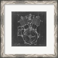 Framed 'Motorcycle Engine Blueprint IV' border=