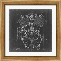 Framed 'Motorcycle Engine Blueprint IV' border=