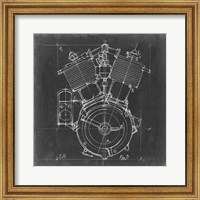 Framed 'Motorcycle Engine Blueprint IV' border=