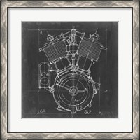 Framed 'Motorcycle Engine Blueprint IV' border=