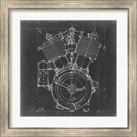 Framed 'Motorcycle Engine Blueprint IV' border=