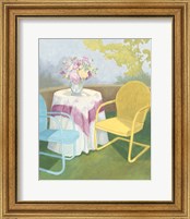 Framed 'Garden Conversation II' border=