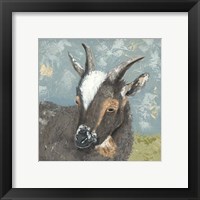 Framed 'Farm Life-Grey Goat' border=