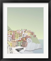 Framed 'Travel Europe--Manarola' border=