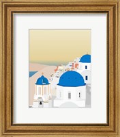 Framed 'Travel Europe--Santorini' border=