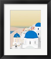 Framed 'Travel Europe--Santorini' border=