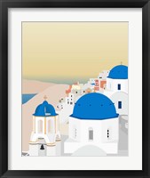 Framed 'Travel Europe--Santorini' border=