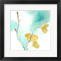 Framed Teal and Ochre Ginko I