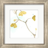 Framed 'Teal and Ochre Ginko II' border=