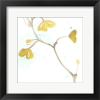 Framed Teal and Ochre Ginko II