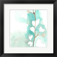 Teal and Ochre Ginko III Framed Print