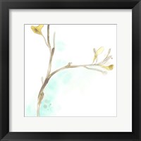 Framed Teal and Ochre Ginko IV