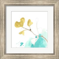 Framed Teal and Ochre Ginko V