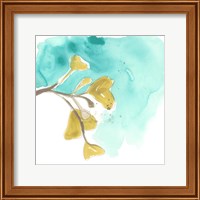 Framed 'Teal and Ochre Ginko VIII' border=