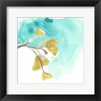 Framed 'Teal and Ochre Ginko VIII' border=