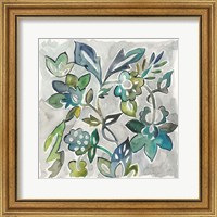 Framed 'Sapphire Vine I' border=