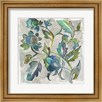 Framed 'Sapphire Vine II' border=