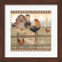 Framed Rustic Farm Rooster