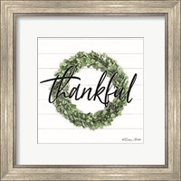 Framed 'Thankful Boxwood Wreath' border=