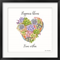 Framed Happiness Blooms Succulents