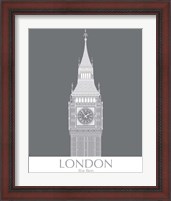 Framed 'London Big Ben Monochrome' border=