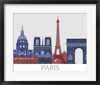 Framed Paris Landmarks , Red Blue