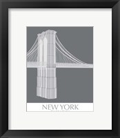 Framed 'New York Brooklyn Bridge Monochrome' border=