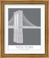 Framed 'New York Brooklyn Bridge Monochrome' border=