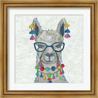 Framed 'Llama Love with Glasses II' border=