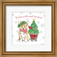 Framed 'Holiday Paws V' border=