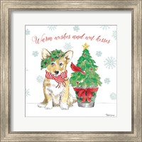 Framed 'Holiday Paws V' border=