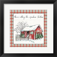 Framed 'Holiday on the Farm IV Plaid' border=