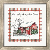 Framed 'Holiday on the Farm IV Plaid' border=