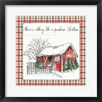 Framed 'Holiday on the Farm IV Plaid' border=